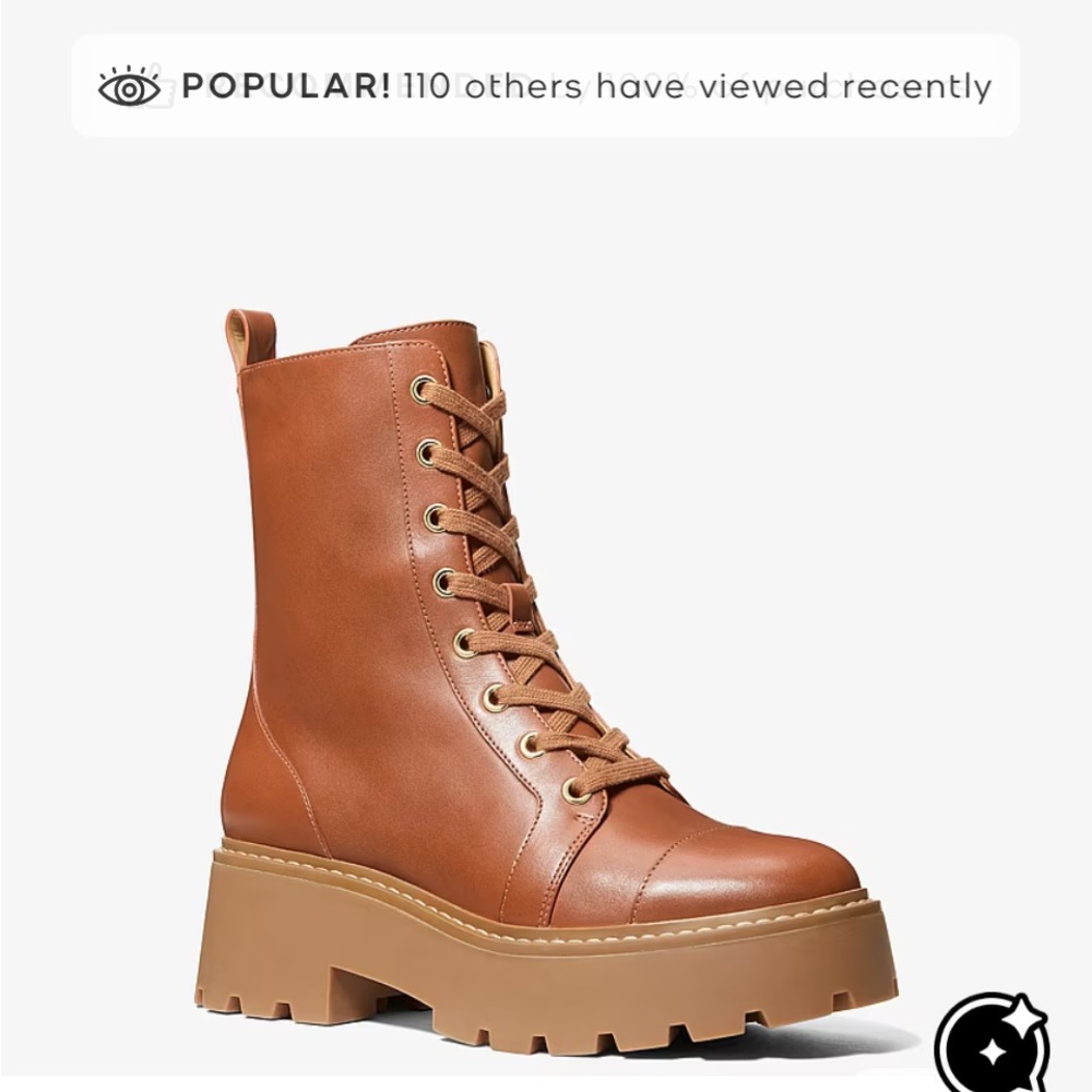 Michael Kors Blake combat boots 7.5 color luggage - Picture 3 of 3